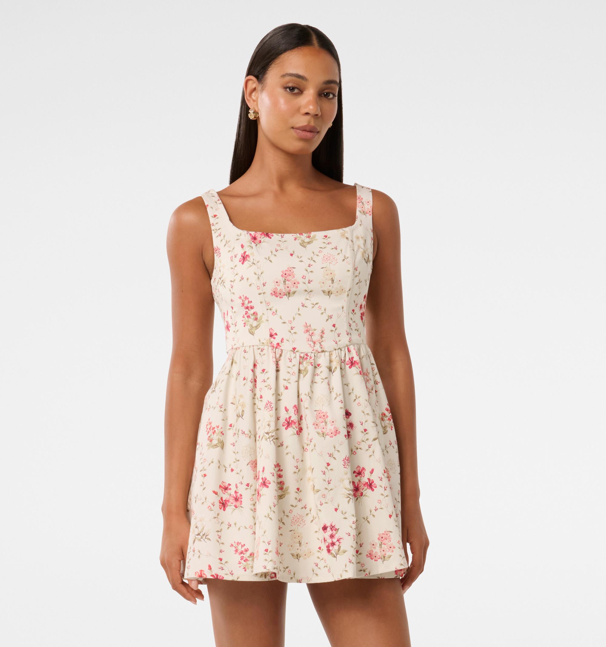 Brielle Printed Lace Up Mini Dress