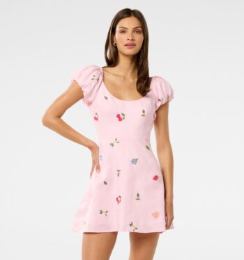 Clara Embroidered Linen Mini Dress