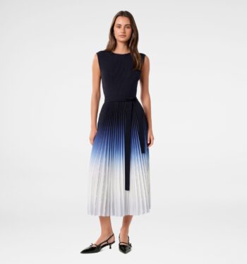 Elara Ombre Pleat Midi Dress