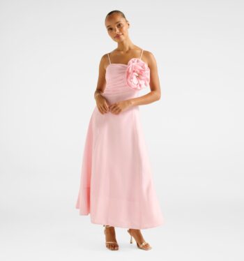 Felicia Structured Flower Midi Dress