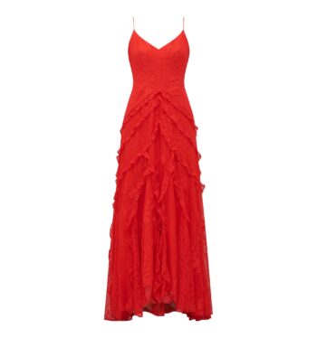Gabrielle Petite Lace Ruffle Gown