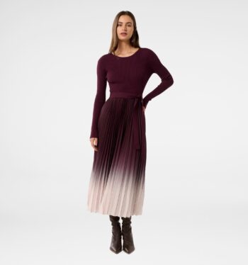 Harmony Crew Ombre Pleat Midi Dress