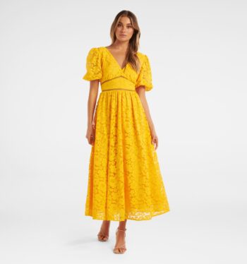 Ivanka Lace V Neck Midi Dress