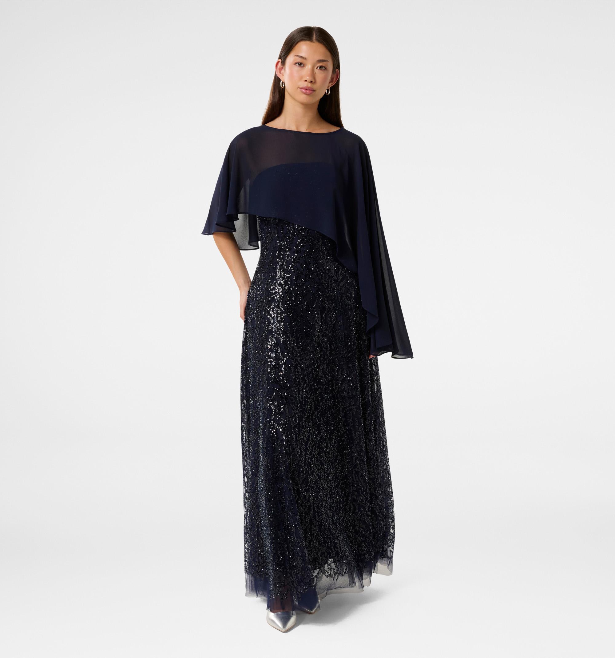 Erin Sequin Cape Maxi Dress