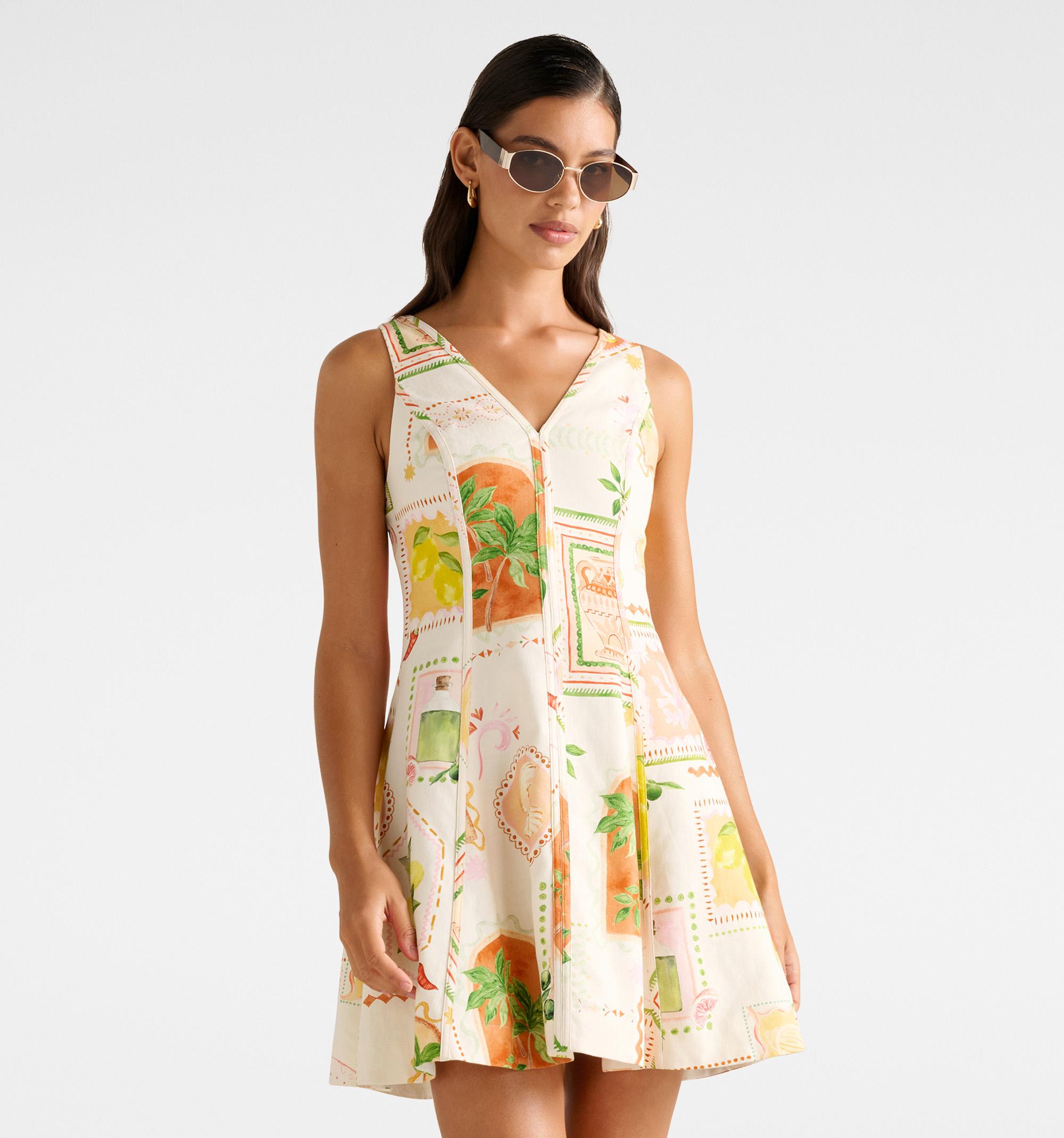 Fran Fit Flare Linen Mini Dre