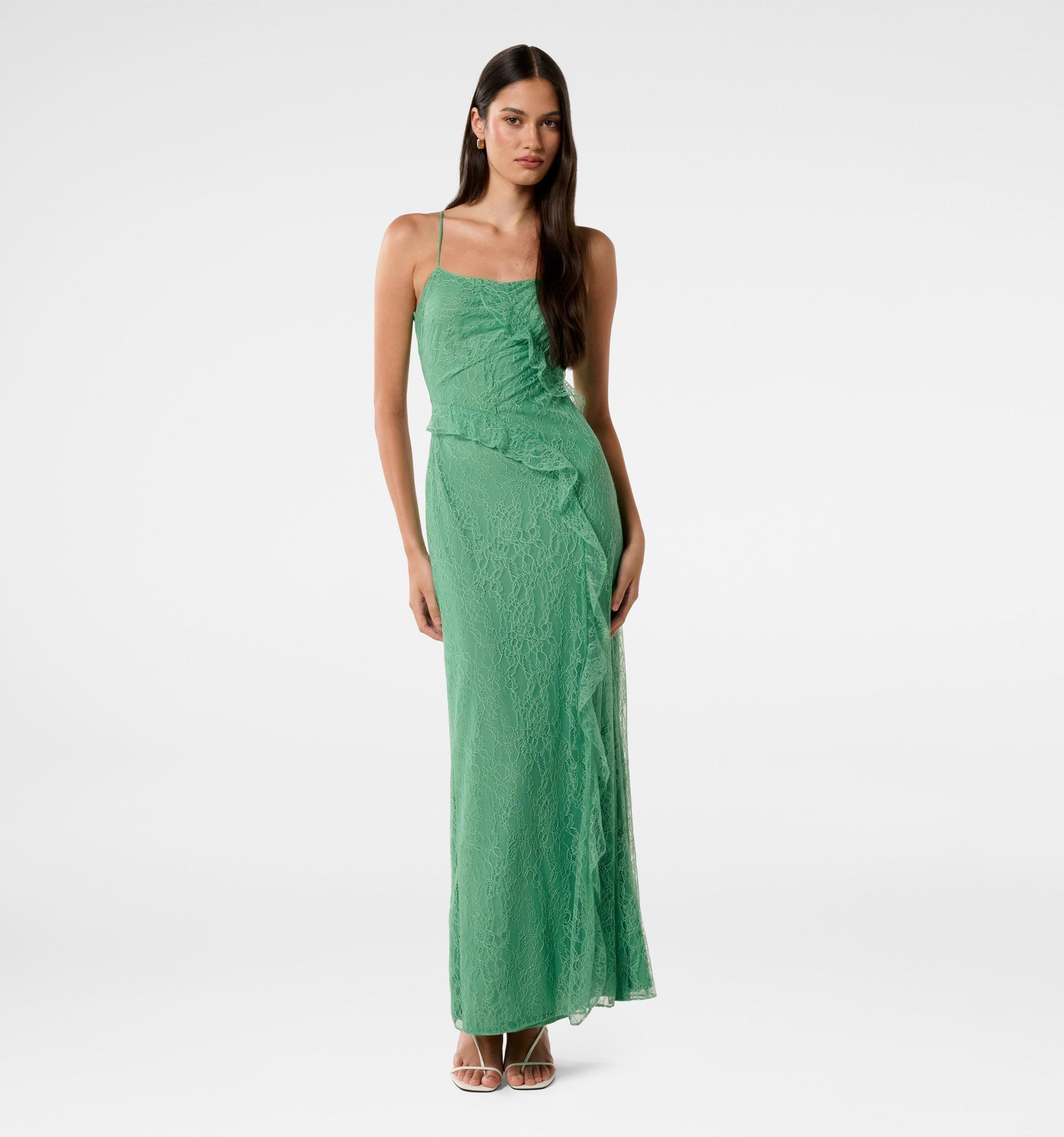 Maybelle Lace Ruffle Midi Dres