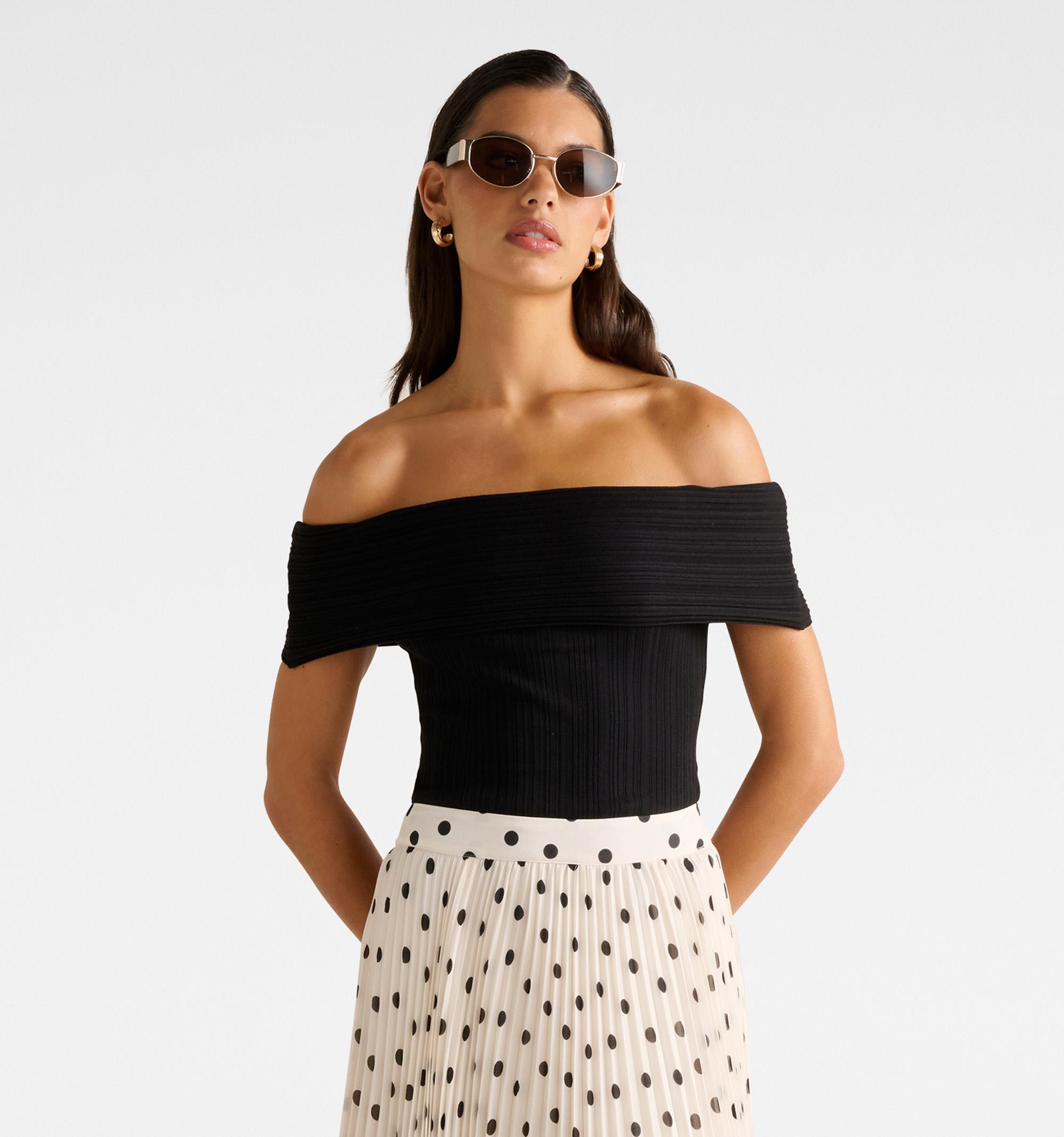 Sabrina Ribbed Bardot Top